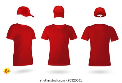 Blank uniform template set: t-shirts and a cap