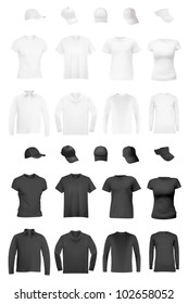 Blank uniform template: t-shirts, long sleeve shirts and hats.