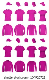 Blank uniform template: t-shirts, long sleeve shirts and hats.