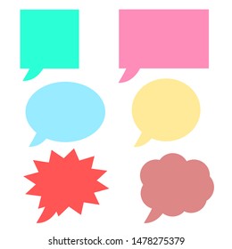 blank various color cartoon speech bubbles set with different shape for add text, word, speech and comic talking isolated on white background. vector illustration