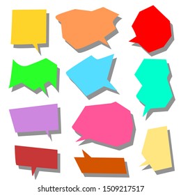 blank various color speech bubbles set with different shape isolated on white background. vector illustration