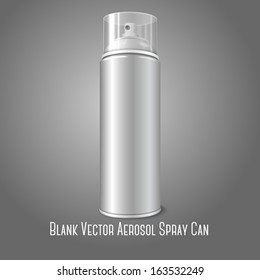 Blank vector aerosol spray metal 3D bottle can with transparent cap. For paint, graffiti, deodorant, foam, cosmetics etc. 