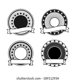 Blank vector badge icons set in black and white
