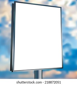 Blank vector billboard for advertisement, empty screen against sky