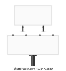 Blank Vector Billboard Isolated on White Background. Road Sign, Banner - Billboard, Commercial Sign. Two Billboards of Different Sizes