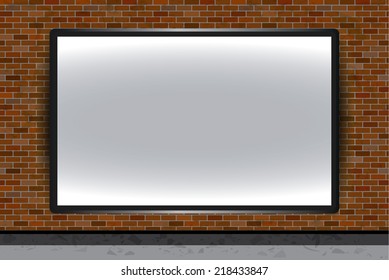 Blank vector billboard on brick wall for advertisement, empty screen