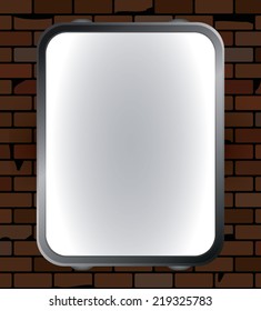 Blank vector billboard on brick wall for advertisement, empty screen