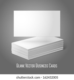 Blank vector business cards template. Pile of cards and one flat, for your design, branding etc.