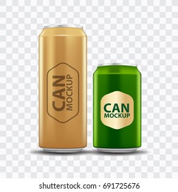 blank vector can of soda or energy drink isolated on white background