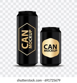blank vector can of soda or energy drink isolated on white background