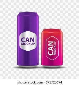 blank vector can of soda or energy drink isolated on white background