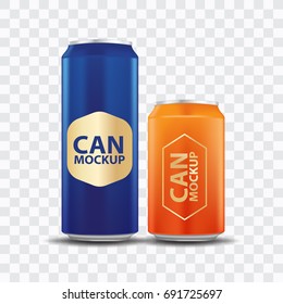 blank vector can of soda or energy drink isolated on white background