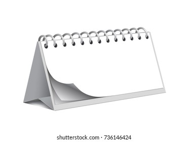 Blank vector desk paper calendar on a white background