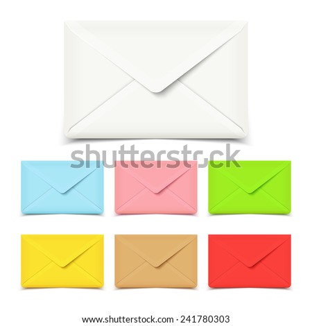 Blank vector envelopes isolated on white, set of various colors
