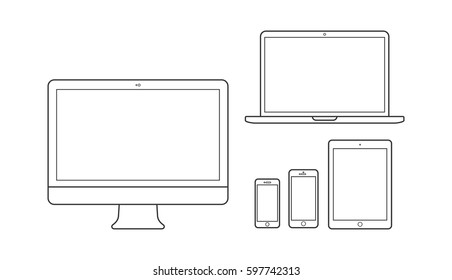 Blank Vector Gadgets - Monitor, Laptop, Tablet and Phone