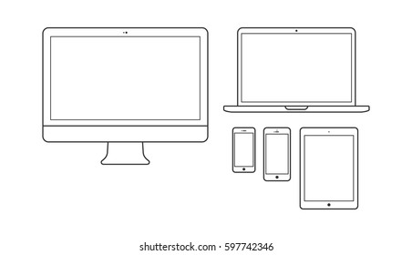 Blank Vector Gadgets - Monitor, Laptop, Tablet and Phone