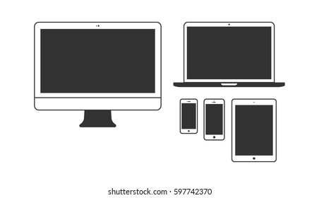 Blank Vector Gadgets - Monitor, Laptop, Tablet and Phone