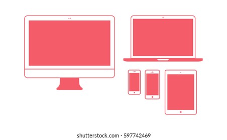 Blank Vector Gadgets - Monitor, Laptop, Tablet and Phone