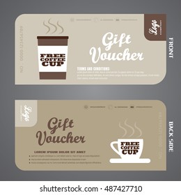 Blank of vector gift voucher to increase the sales of coffee in a cafe.