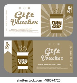 Blank of vector gift voucher to increase sales of coffee in bars and mobile coffee cars.