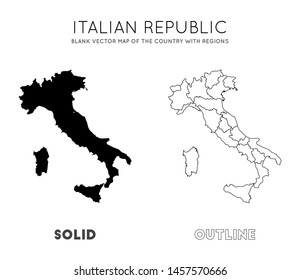 Blank vector map of the Country with regions. Borders of Italy for your infographic. Vector illustration.