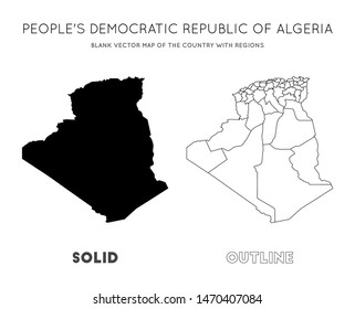 Blank vector map of the Country with regions. Borders of Algeria for your infographic. Vector illustration.