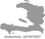 A blank vector map of Haiti in a solid gray color. This minimalist graphic is perfect for geographical studies, data visualization, and a wide range of design projects that require a clean and neutral