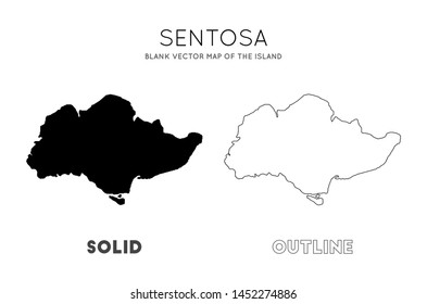 Blank vector map of Sentosa Island. Borders of Sentosa for your infographic. Vector illustration.