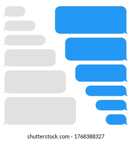 Blank vector message bubbles. Chat or messenger speech bubble. SMS text frame. Short message sending.