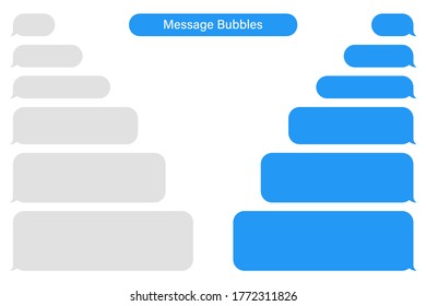 Burbujas de mensajes vectoriales en blanco. Burbuja de conversación o de mensajería. Marco de texto SMS. Envío de mensajes cortos.