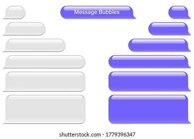 Blank vector message bubbles. Chat or messenger speech bubble. SMS text frame. Short message sending.