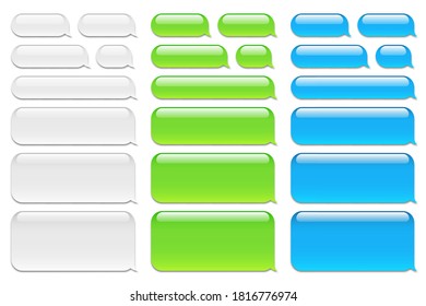 Blank vector message bubbles. Chat or messenger speech bubble. SMS text frame. Short message sending.