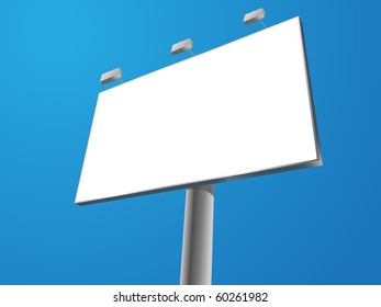 blank vector outdoor billboard on blue background