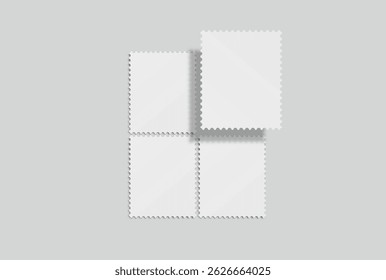 Molduras de carimbo de postagem realista de vetor em branco com bordas perfuradas. Modelo adequado para apresentação cartão postal, carta, etiqueta, cupom, caixas, selo, adesivo, envelopes, folhetos 
