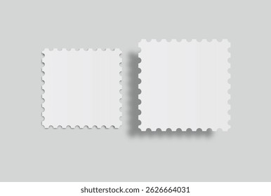 Blank vector realistic postage stamp mockups frames with perforated edges. Template suitable for presentation postcard, letter, label, coupon, boxes, stamp, sticker, envelopes, leaflets 
