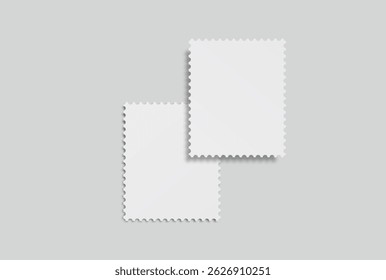 Blank vector realistic postage stamp mockups frames with perforated edges. Template suitable for presentation postcard, letter, label, coupon, boxes, stamp, sticker, envelopes, leaflets 
