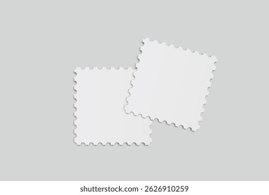 Blank vector realistic postage stamp mockups frames with perforated edges. Template suitable for presentation postcard, letter, label, coupon, boxes, stamp, sticker, envelopes, leaflets 
