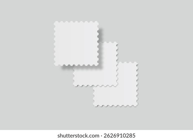 Blank vector realistic postage stamp mockups frames with perforated edges. Template suitable for presentation postcard, letter, label, coupon, boxes, stamp, sticker, envelopes, leaflets 
