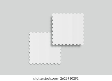 Blank vector realistic postage stamp mockups frames with perforated edges. Template suitable for presentation postcard, letter, label, coupon, boxes, stamp, sticker, envelopes, leaflets 
