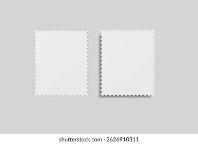 Blank vector realistic postage stamp mockups frames with perforated edges. Template suitable for presentation postcard, letter, label, coupon, boxes, stamp, sticker, envelopes, leaflets 
