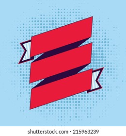Blank vector ribbon decoration on halftone background