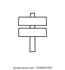 Blank Vector Sign Board Sketch. Wooden Signpost Line Art Illustration. Simple Directional Road Sign Drawing. rustic road sign for navigation, destination guide, hiking trail, and information