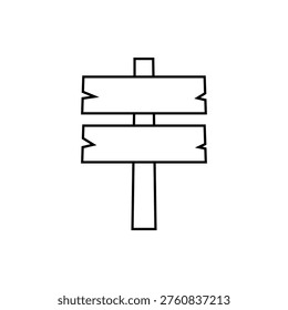 Blank Vector Sign Board Sketch. Wooden Signpost Line Art Illustration. Simple Directional Road Sign Drawing. rustic road sign for navigation, destination guide, hiking trail, and information