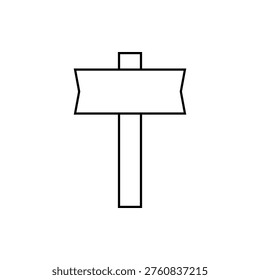 Blank Vector Sign Board Sketch. Wooden Signpost Line Art Illustration. Simple Directional Road Sign Drawing. rustic road sign for navigation, destination guide, hiking trail, and information