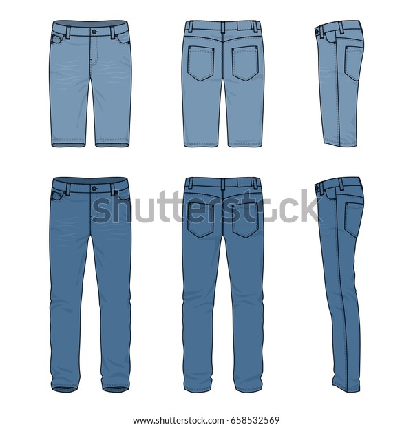 Blank Vector Templates Mens Jeans Shorts Stock Vector (Royalty Free ...