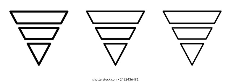 Blank vector three tier flat pyramid chart collection