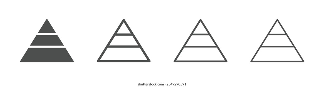 Conjunto de gráfico piramidal de tres niveles de Vector en blanco