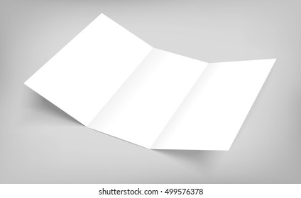 Blank vector tri fold mock-up flyer on gray background