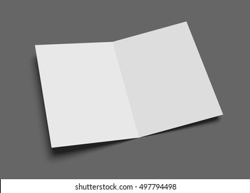 Blank vector two-leaf greeting card or brochure on gray.