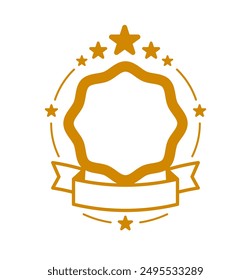 Insignia de estilo clásico vintage de Vector en blanco aislada, etiqueta engomada genuina de la garantía, emblema simple geométrico o logotipo, icono en forma redonda para el proyecto de diseño o la etiqueta del producto.